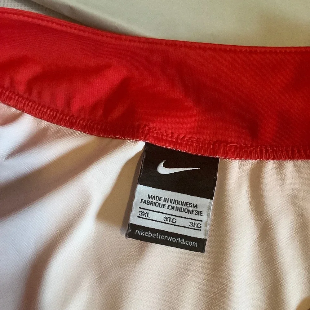 Nike Men Red Long Sleeve V-Neck Training Fall Pullover Jacket 3XL Zipper Pockets